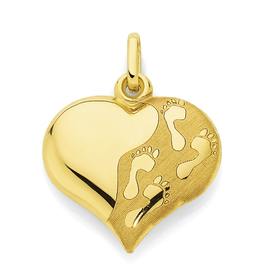 9ct+Gold+Footprints+Heart+Pendant