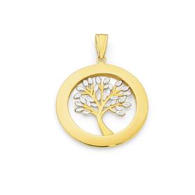 9ct+Gold+Two+Tone+Tree+Of+Life+Pendant