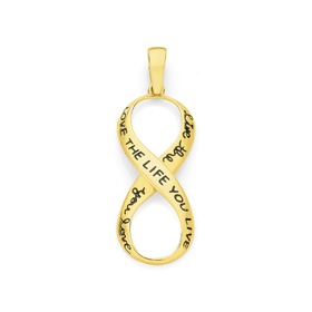 9ct+Gold+%27Meaning+of+Life%27+Infinity+Pendant