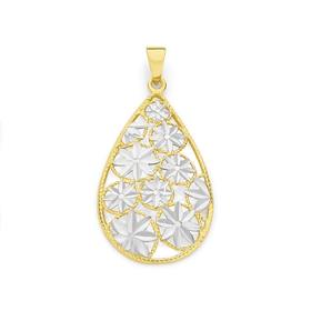 9ct+Gold+Two+Tone+Tear+Drop+Pendant