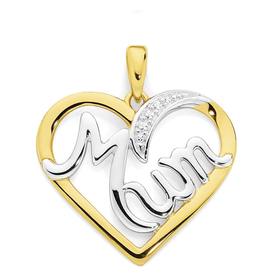 9ct+Gold+Two+Tone+Mum+Heart+Pendant