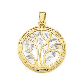 9ct+Gold+Two+Tone+Tree+Of+Life+Pendant