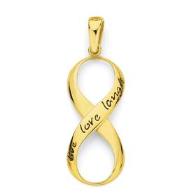 9ct+Gold+Live+Love+Laugh+Infinity+Pendant