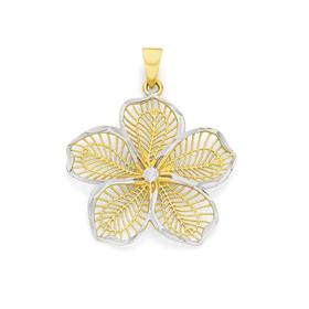 9ct+Gold+Two+Tone+Flower+Pendant