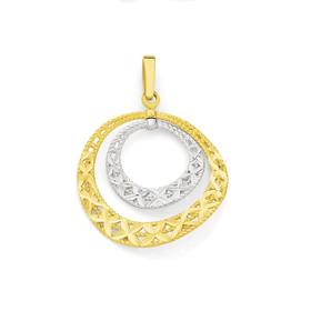 9ct+Gold+Two+Tone+Double+Circle+Pendant