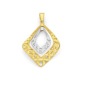 9ct+Gold+Two+Tone+Double+Kite+Pendant