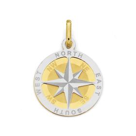 9ct+Two+Tone+Compass+Pendant