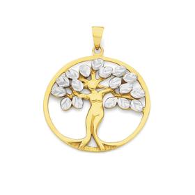 9ct+Gold+Two+Tone+Mother+Earth+Pendant