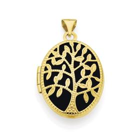 9ct+Gold+Oval+Tree+of+Life+Locket