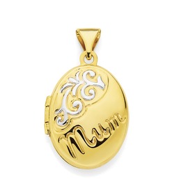 9ct+Gold+Two+Tone+Oval+Mum+Locket