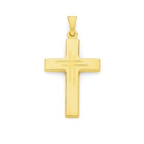 9ct-Gold-24mm-Double-Line-Centre-Cross on sale