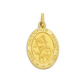 9ct-Gold-20mm-Oval-St-Christopher-Medallion-Gents-Pendant on sale
