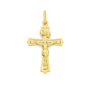 9ct+Gold+Crucifix+Cross+Pendant