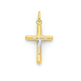 9ct+Gold+Two+Tone+Crucifix