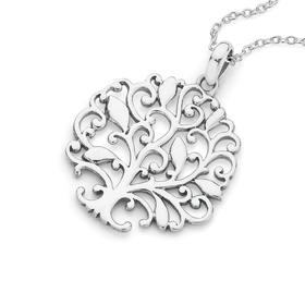 Silver+Flat+Scroll+Tree+Of+Life+Pendant