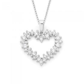 Silver+Fancy+CZ+Open+Heart+Pendant