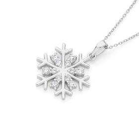 Silver+CZ+Snowflake+Pendant