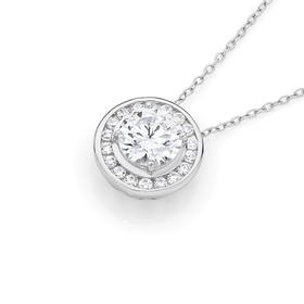 Silver+CZ+Bezel+Cluster+Pendant