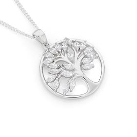 Silver+CZ+Tree+of+Life+Pendant