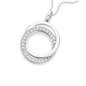 Silver+Cubic+Zirconia+Circles+Pendant