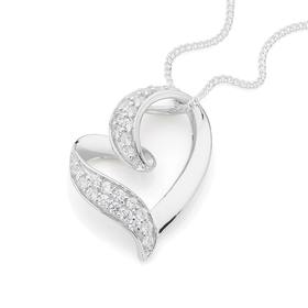 Silver+Pave+Cubic+Zirconia+Heart+Pendant