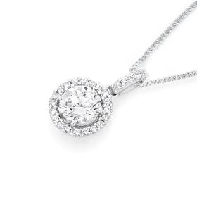 Silver-CZ-Round-Halo-Pendant on sale