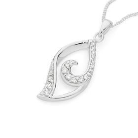 Silver+Cubic+Zirconia+Leaf+Drop+Pendant