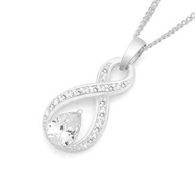 Silver+All+Cubic+Zirconia+Figure+8+Pear+Pendant