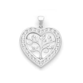 Silver-Tree-Of-Life-In-Cubic-Zirconia-Heart-Pendant on sale