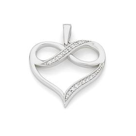 Silver+CZ+Infinity+Heart+Pendant