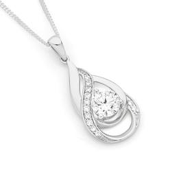 Silver-Double-Loop-CZ-Pendant on sale