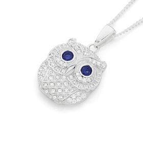 Silver+Pave+CZ+Owl+Pendant