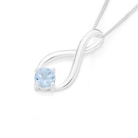 Silver+Natural+Blue+Topaz+Infinity+Drop+Pendant