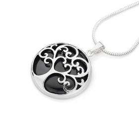 Sterling+Silver+Onyx+Tree+of+Life+Pendant