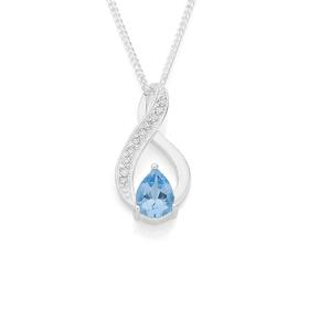 Silver+Blue+Topaz+%26amp%3B+Cubic+Zirconia+Twist+Pendant