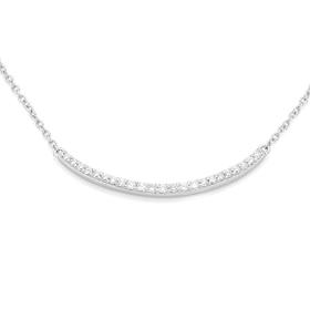 Silver-CZ-Curved-Bar-Necklace on sale