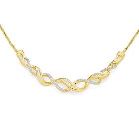 9ct+Gold+Diamond+Twist+Necklace