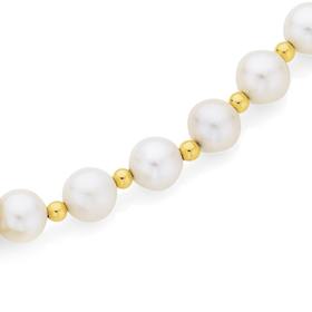 9ct+Gold+Cultured+Fresh+Water+Pearl+45cm+Necklace