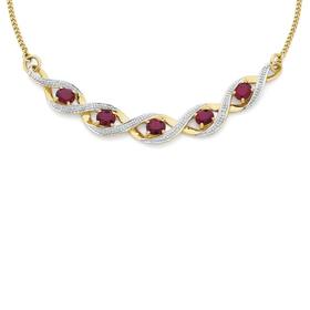 9ct+Gold+Created+Ruby+%26amp%3B+Diamond+Necklace