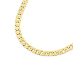 9ct+Gold+45cm+Bevelled+Curb+Chain