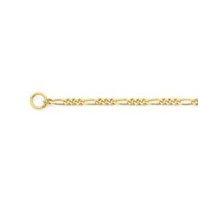 9ct+Gold+45cm+Solid+Figaro+Chain