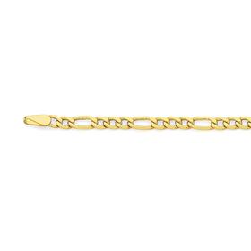 9ct+Gold+50cm+3%2B1+Figaro+Chain