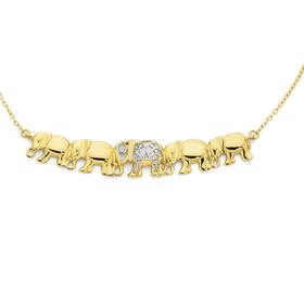 9ct-Gold-Two-Tone-45cm-Filigree-Elephant-Necklet on sale