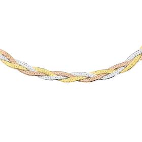 9ct-Tri-Tone-45cm-Plaited-Necklet on sale