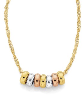 9ct-Gold-Tri-Tone-7-Lucky-Rings-Necklace on sale