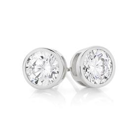 Silver+8mm+CZ+Bezel+Stud+Earrings