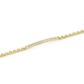 9ct+Gold+Diamond+Bar+Bracelet