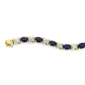 9ct+Gold+Sapphire+%26amp%3B+Diamond+Bracelet