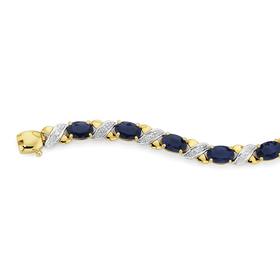 9ct-Gold-Sapphire-Diamond-Bracelet on sale