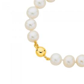 9ct+Gold+19cm+Pearl+Bracelet
